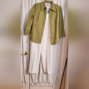 Kasper 2pc polyester Lime Green Pant Suit